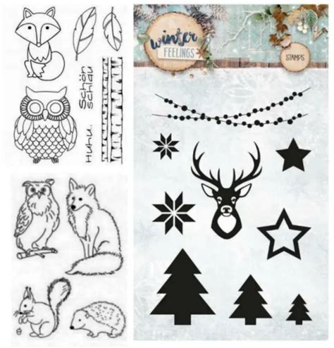 Stempel Wald Tiere Eule Igel Fuchs Hirsch Weihnacht Clear Stamps