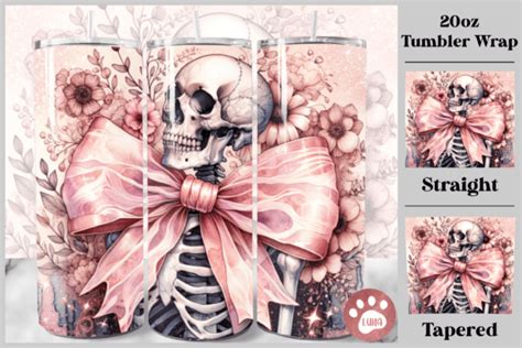 Skeleton Bow Coquette Tumbler Wrap Graphic By Luna Art Design