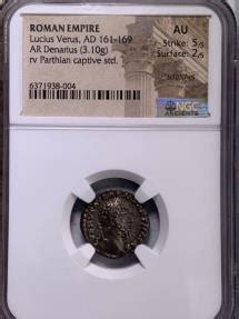 Lucius Verus Ar Denarius Ngc Au Scarce Parthian Captive G