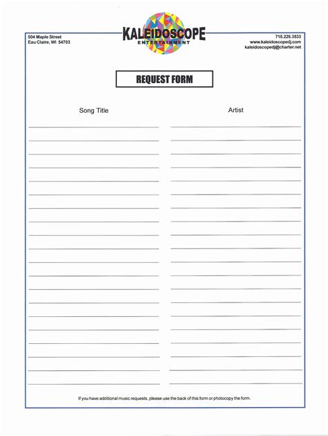 Printable Wedding Song List Template Linda Bail