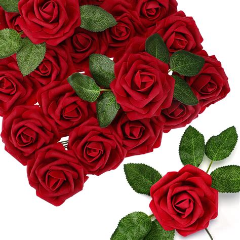 Pieces Artificial Red Roses Bulks Fake Roses Flowers For Diy