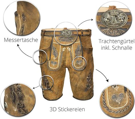 Herren Trachten Lederhose In Braun Kurze Bayerische Lederhose