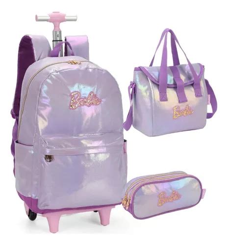 Kit Mochila Rodinhas Juvenil Barbie Metalizada Lil S Luxcel