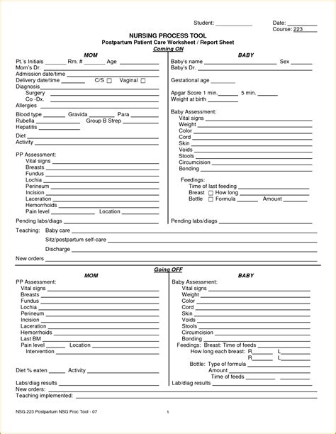 Printable Med Surg Nursing Worksheet