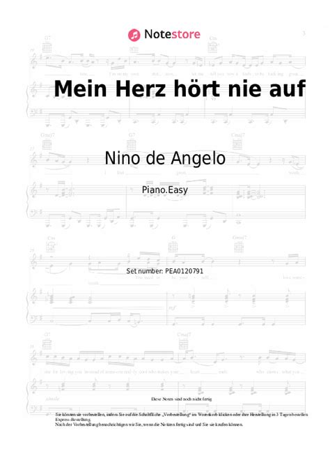 Nino De Angelo Mein Herz H Rt Nie Auf Klaviernoten In Note Store De