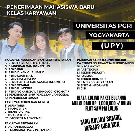 Biaya Kuliah Universitas PGRI Yogyakarta UPY Kuliah Karyawan