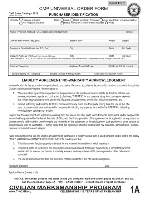 Fillable Online Ordering Information Civilian Marksmanship Program