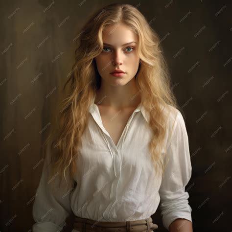 Premium Ai Image A Woman With Long Blonde Hair Wearing A White Shirt