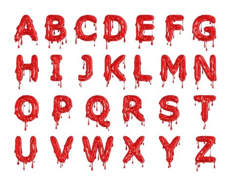 Premium Photo Red Dripping Blood Halloween Alphabet Letters 3D Rendering