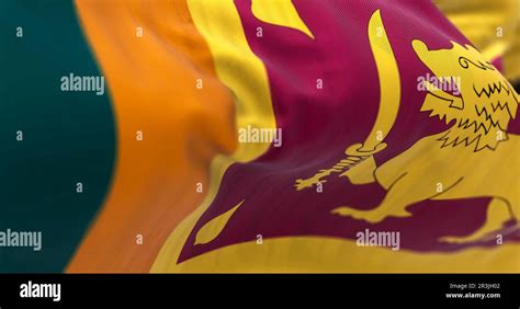 Close Up View Of The Sri Lanka National Flag Waving The Democratic