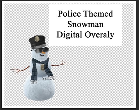 Police Themed Snowman Digital Overlay Png Cut Out Officer Etsy