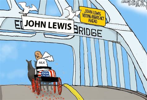 Rep John Lewis Last Trip Over Selma Bridge Darcy Cartoon