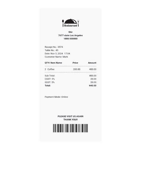 Restaurant Bill Pdf