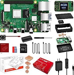 RasTech Raspberry Pi 4 8GB Starter Kit With 32GB Micro SD Card Power