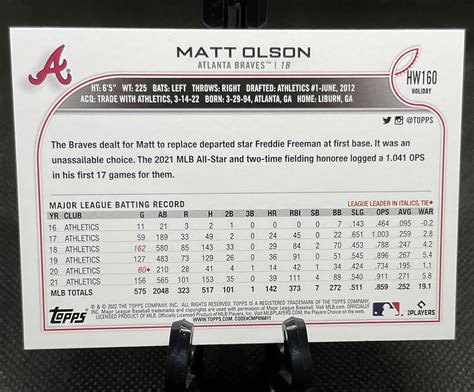 2022 Topps Holiday Matt Olson HW160 Atlanta Braves EBay