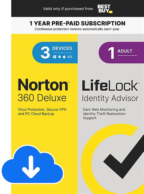 Norton 360 Deluxe 3 Device With LifeLock Identity Advisor 1 Adult