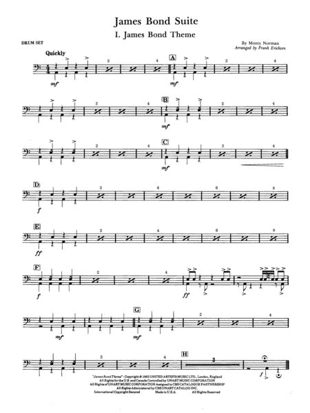 James Bond Suite Medley Drums By Frank Erickson Concert Band