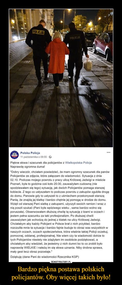 Bardzo Pi Kna Postawa Polskich Policjant W Oby Wi Cej Takich By O