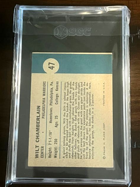 Fleer Wilt Chamberlain In Action Hof Rookie Rc Sgc Vg Ex Ebay