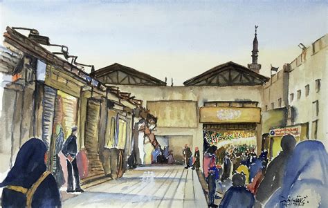 Souq Al Mubarakeya Kuwait Painting by Saqib Akhtar - Pixels