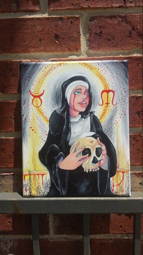 Creepy Nun Occult Wiccan Gothic Acrylic Painting