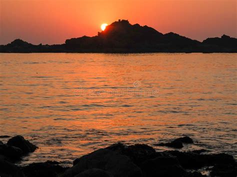 Om Beach Sunset,silhouette of Rocks,Gokarna,Karnataka,India Stock Photo ...