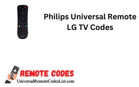 Philips Universal Remote Lg Tv Codes Updated 2024