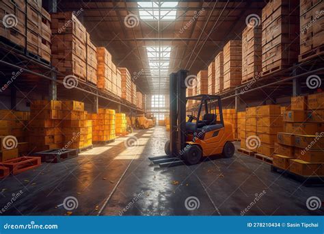 Large Modern Warehouse With Forklifts Stock Illustration Illustration