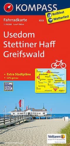 KOMPASS Fahrradkarte Usedom Stettiner Haff Greifswald Fahrradkarte