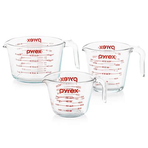 Pyrex 3 Piece Glass Measuring Cup Set