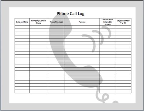 Phone Call Log Templates - Office Templates