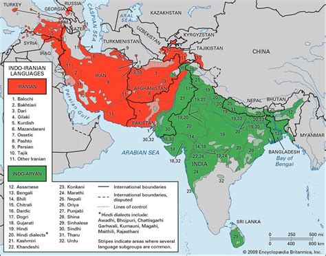 A Map Showcasing The Geographic Extent Of The Indo Iranian Language