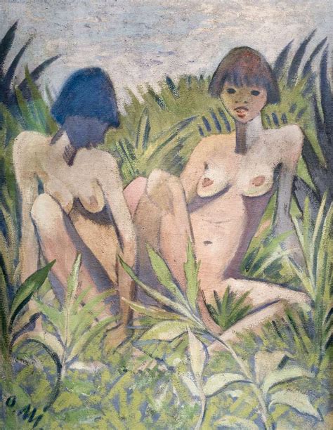 A painting of two women sitting in the grass Otto Müller Zwei