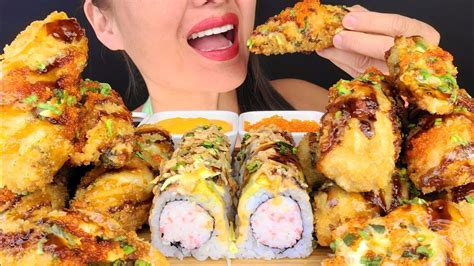 Fresh Hot Crunchy Jalape O Poppers Sushi Roll Asmr Mukbang Omad Crunchy