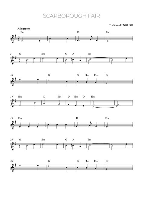 Scarborough Fair Oboe With Chords Arr Alex Rodrigues Sheet Music Traditional English