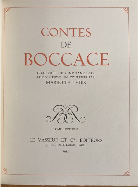 Contes De Boccace By Boccace Lydis Mariette Illustrated By Near Fine