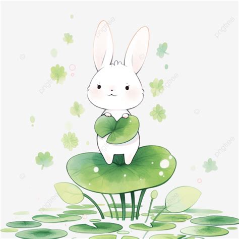 Mid Autumn Festival Hand Drawn Lotus Rabbit Cartoon Elements Cute