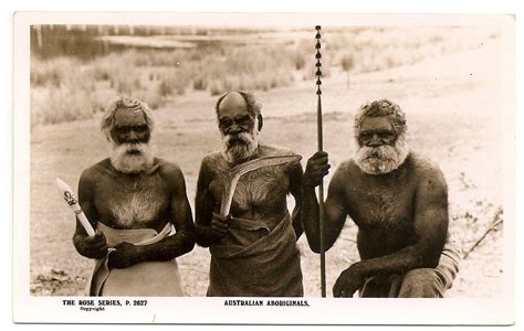 Aboriginal Old Men Beards Boomerang 1935 Australia Photo Postcard