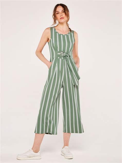 Stripe Jumpsuit Apricot Clothing