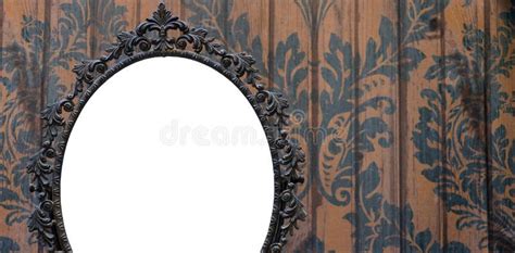 Blank Mirror On Vintage Wall Stock Photo Image Of Carved Furniture