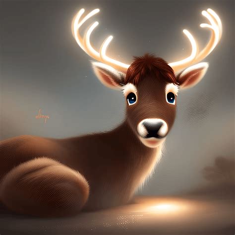 Cute And Adorable Baby Reindeer Sitting With Dreamy Eyes Cartoon