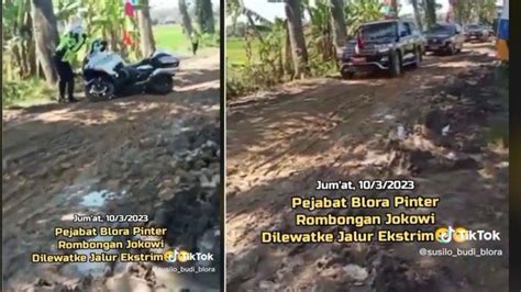 Viral Video Iringan Jokowi Dilewatkan Jalan Rusak Parah Di Blora Ini