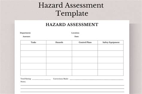 Printable Hazard Assessment Template Hazard Assessment Form Hazard