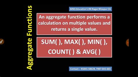 Mysql Aggregate Functions Computer Science Informatics Practices Dbms