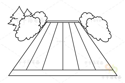 林荫小道简笔画 儿童绘画 地点简笔画