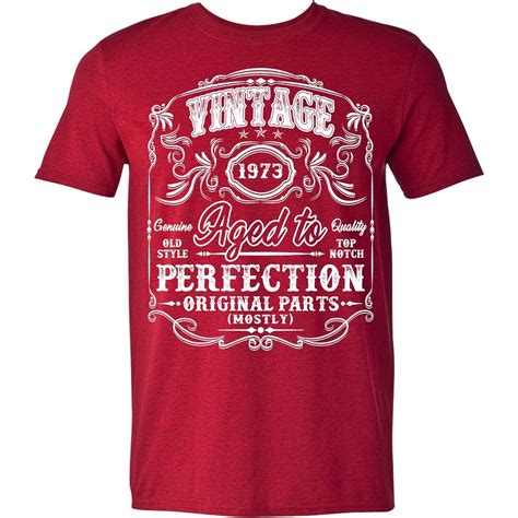 Mens Cotton T Shirt 50th Birthday Shirt For Men Vintage 1973 Aged To Perfection 50 Years Old