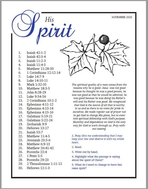 His Spirit Verse Writing Plan For November Scripture Writing Plans