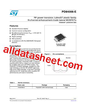 PD84006 E Datasheet PDF STMicroelectronics