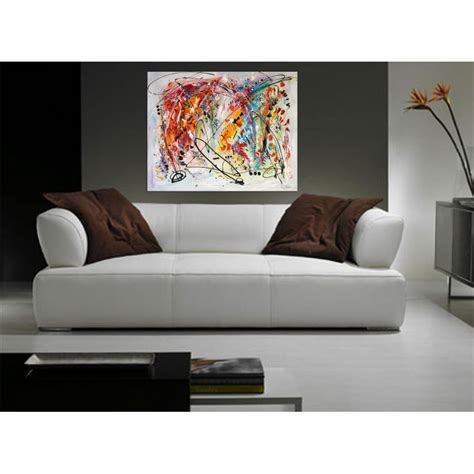 Grand Tableau Contemporain Abstrait Multicolore