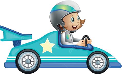 A Girl In A Car Racing Competition Racing Blue Clipart Vector Racing